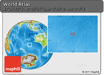 Physical Location Map of the Area around 43° 10' 22" S, 99° 31' 30" E
