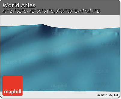 Satellite 3D Map of the Area around 43° 10' 22" S, 9° 25' 30" E