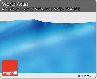 Shaded Relief 3D Map of the Area around 43° 10' 22" S, 9° 25' 30" E