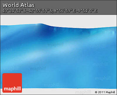 Shaded Relief 3D Map of the Area around 43° 10' 22" S, 9° 25' 30" E