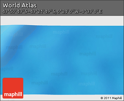 Physical 3D Map of the Area around 43° 36' 16" S, 0° 4' 30" E