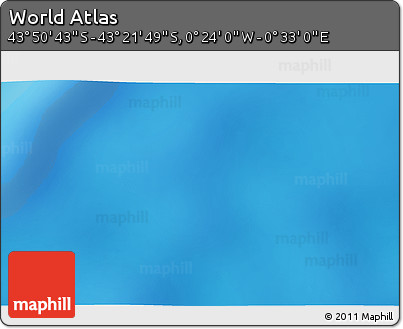 Physical 3D Map of the Area around 43° 36' 16" S, 0° 4' 30" E