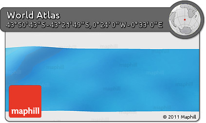 Physical Panoramic Map of the Area around 43° 36' 16" S, 0° 4' 30" E