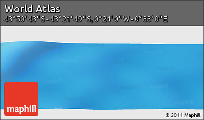 Physical Panoramic Map of the Area around 43° 36' 16" S, 0° 4' 30" E