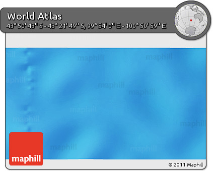 Physical 3D Map of the Area around 43° 36' 16" S, 100° 22' 30" E