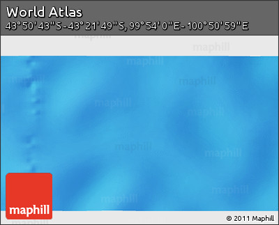 Physical 3D Map of the Area around 43° 36' 16" S, 100° 22' 30" E