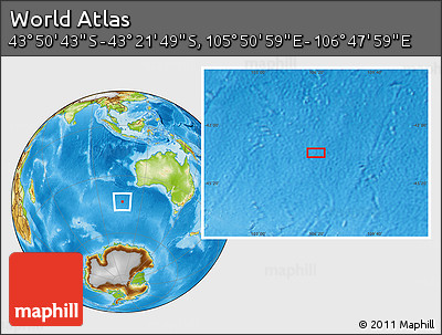 Physical Location Map of the Area around 43° 36' 16" S, 106° 19' 29" E