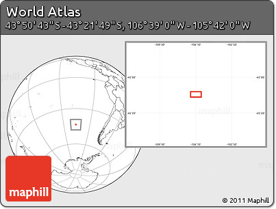 Blank Location Map of the Area around 43° 36' 16" S, 106° 10' 30" W