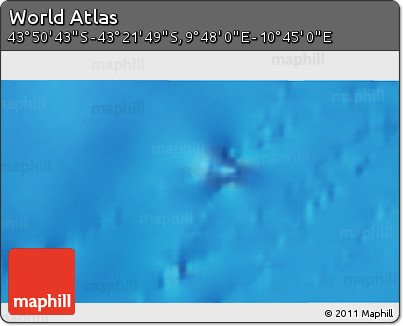 Physical 3D Map of the Area around 43° 36' 16" S, 10° 16' 30" E
