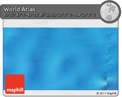 Physical 3D Map of the Area around 43° 36' 16" S, 113° 58' 29" E