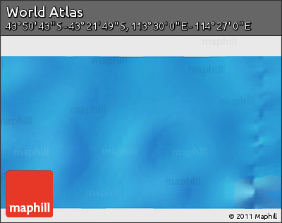 Physical 3D Map of the Area around 43° 36' 16" S, 113° 58' 29" E