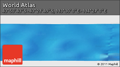 Physical Panoramic Map of the Area around 43° 36' 16" S, 113° 58' 29" E