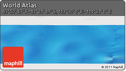 Physical Panoramic Map of the Area around 43° 36' 16" S, 113° 58' 29" E
