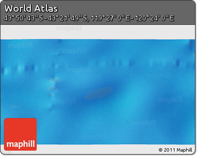 Physical 3D Map of the Area around 43° 36' 16" S, 119° 55' 30" E