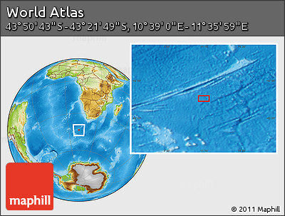 Physical Location Map of the Area around 43° 36' 16" S, 11° 7' 30" E