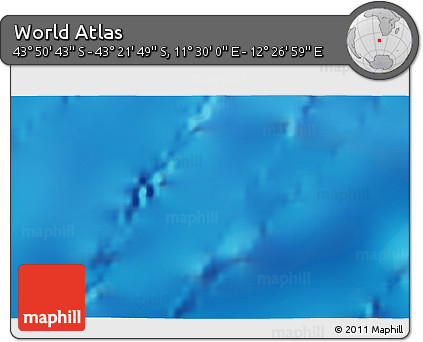 Physical 3D Map of the Area around 43° 36' 16" S, 11° 58' 29" E