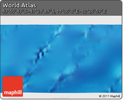 Physical 3D Map of the Area around 43° 36' 16" S, 11° 58' 29" E