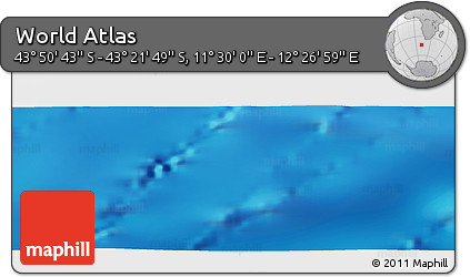 Physical Panoramic Map of the Area around 43° 36' 16" S, 11° 58' 29" E
