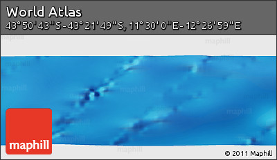 Physical Panoramic Map of the Area around 43° 36' 16" S, 11° 58' 29" E