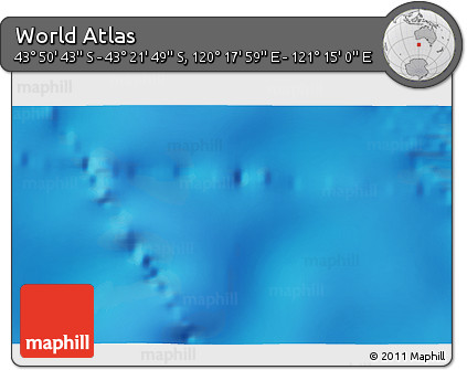 Physical 3D Map of the Area around 43° 36' 16" S, 120° 46' 30" E