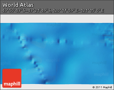 Physical 3D Map of the Area around 43° 36' 16" S, 120° 46' 30" E