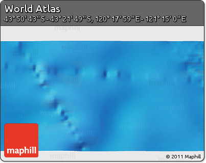 Physical 3D Map of the Area around 43° 36' 16" S, 120° 46' 30" E