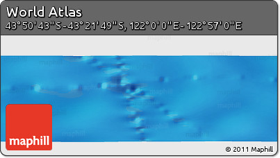 Physical Panoramic Map of the Area around 43° 36' 16" S, 122° 28' 29" E