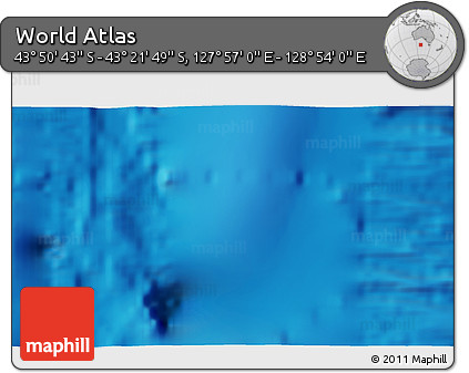 Physical 3D Map of the Area around 43° 36' 16" S, 128° 25' 30" E