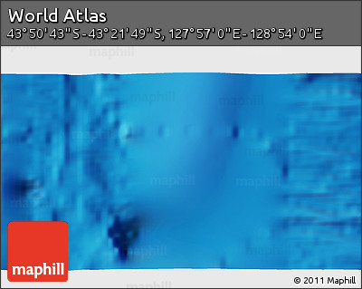 Physical 3D Map of the Area around 43° 36' 16" S, 128° 25' 30" E