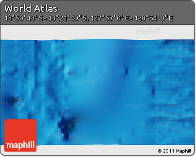Physical 3D Map of the Area around 43° 36' 16" S, 128° 25' 30" E