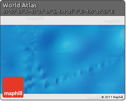Physical 3D Map of the Area around 43° 36' 16" S, 135° 13' 29" E