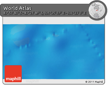 Physical 3D Map of the Area around 43° 36' 16" S, 136° 4' 29" E