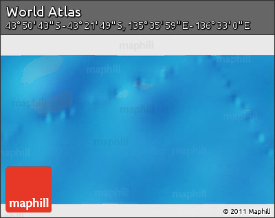Physical 3D Map of the Area around 43° 36' 16" S, 136° 4' 29" E