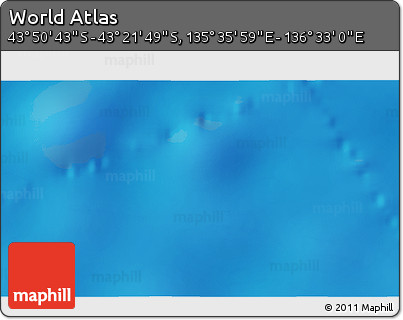 Physical 3D Map of the Area around 43° 36' 16" S, 136° 4' 29" E
