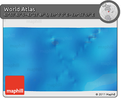 Physical 3D Map of the Area around 43° 36' 16" S, 139° 28' 29" E