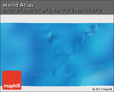 Physical 3D Map of the Area around 43° 36' 16" S, 139° 28' 29" E