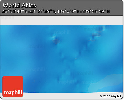Physical 3D Map of the Area around 43° 36' 16" S, 139° 28' 29" E