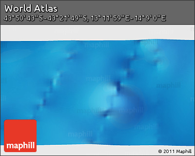 Physical 3D Map of the Area around 43° 36' 16" S, 13° 40' 30" E