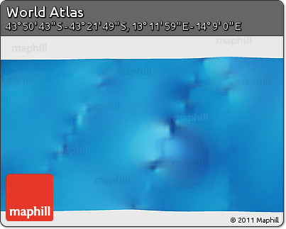 Physical 3D Map of the Area around 43° 36' 16" S, 13° 40' 30" E