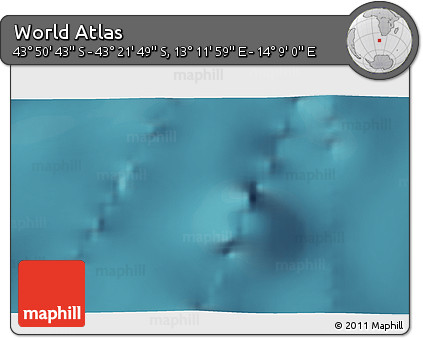 Satellite 3D Map of the Area around 43° 36' 16" S, 13° 40' 30" E