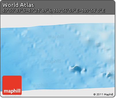 Physical 3D Map of the Area around 43° 36' 16" S, 145° 25' 30" E