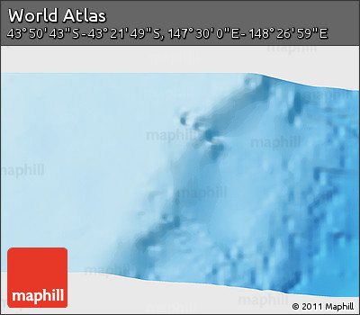 Physical 3D Map of the Area around 43° 36' 16" S, 147° 58' 29" E