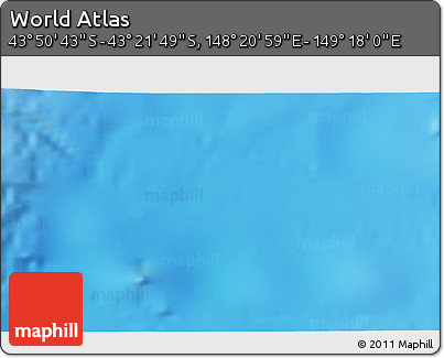 Physical 3D Map of the Area around 43° 36' 16" S, 148° 49' 29" E