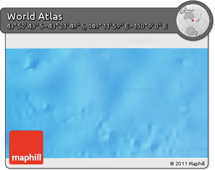 Physical 3D Map of the Area around 43° 36' 16" S, 149° 40' 30" E