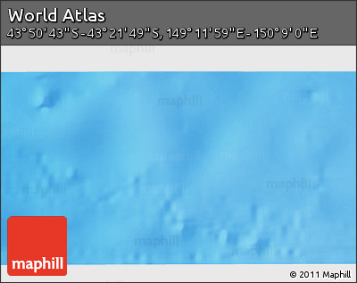Physical 3D Map of the Area around 43° 36' 16" S, 149° 40' 30" E