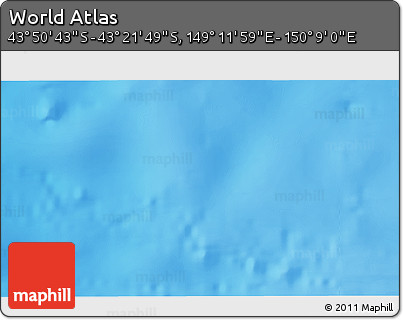 Physical 3D Map of the Area around 43° 36' 16" S, 149° 40' 30" E