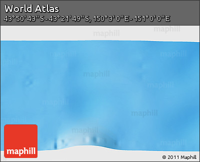 Physical 3D Map of the Area around 43° 36' 16" S, 150° 31' 30" E