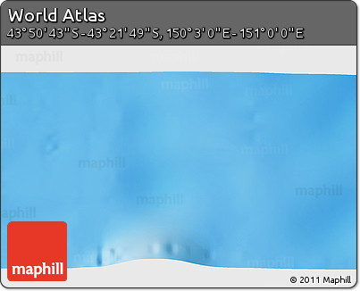 Physical 3D Map of the Area around 43° 36' 16" S, 150° 31' 30" E