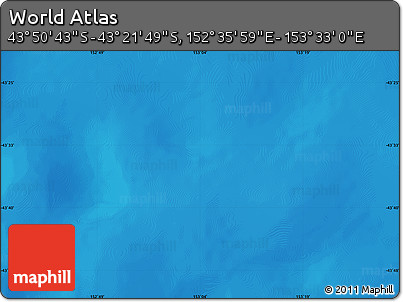 Shaded Relief Map of the Area around 43° 36' 16" S, 153° 4' 29" E