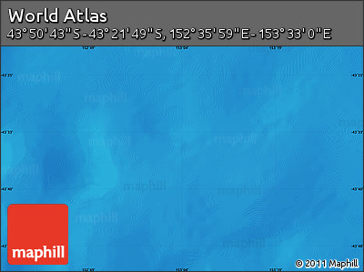 Shaded Relief Map of the Area around 43° 36' 16" S, 153° 4' 29" E